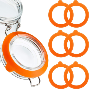 Silicone Replacement Gasket,Silicone Jar Gaskets Replacement, Airtight Rubber Seals Rings for Mason Jar Lids, Leak-Proof Canning Silicone Fitting Seals for Glass Clip Top Jars (Orange, 10Pcs)