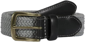 Dents Men’S Elastic Stretch Leather End Webbing Belt, Beige, Medium