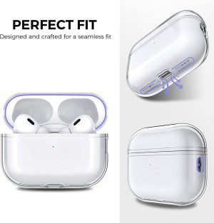 USTIYA Case for Apple Airpods Pro 2 2022 Cover, Airpods Pro 2Rd Gen Case Clear Shock-Absorption Transparent Tpu(Transparent F)