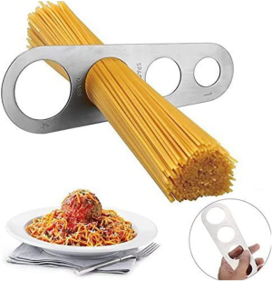 Spaghetti Measure Tool, 7.1Inch Stainless Steel Spaghetti Pasta Measurer Spaghetti (4 Holes& Silver)