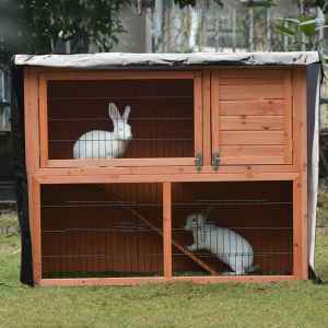 J&C Hutch House Double Decker Hutch Cover Black Dust-Proof Outdoor Double Bunny Rabbit Hutch Cage Cover Full Protection for outside Guinea Pig Cage 4Ft(No Hutch, 122X50X105Cm)