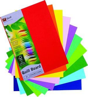 Quill, Coloured Board, 210Gsm, A4, Pack 100, Assorted