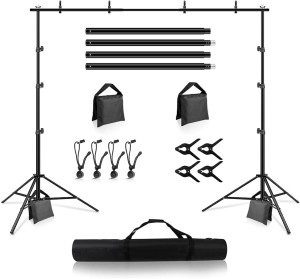 Backdrop Stand, Heorryn 8.5 X 10Ft Background Stand Adjustable Photography Muslin Background Support System Stand for Photo Video Studio