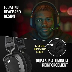 CORSAIR HS80 RGB Wireless Premium Gaming Headset with Dolby Atmos Audio (Low-Latency, Omni-Directional Microphone, 60Ft Range, up to 20 Hours Battery Life, PS5/PS4 Wireless Compatibility) Carbon