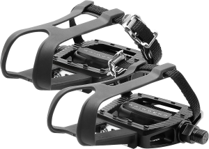 BV Bike Pedals Shimano Spd/Look Delta Compatible 9/16” with Toe Clips – Peloton Pedals for Regular Shoes – Toe Cages for Peloton Bike – Exercise Bike Pedals – Universal Fit Bicycle Pedal