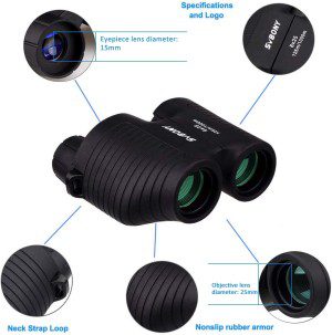 SVBONY SV10 8X25Mm Binoculars for Kids Travel Compact Binoculars Auto Focus Mini Lightweight Pocket Bak4 FMC Bird Watching for Adults Kids Hunting Hiking Concert Theater Opera