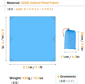 TRIWONDER Tent Tarp Picnic Mat Tent Footprint Beach Groundsheet Hammock Rain Fly Camping Shelter Sunshade