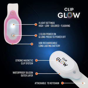 Clipglow Portable Rechargeable Light for Nurses, 4 Mode & Light Settings, 8-12 Hours of Use, Bright and Lightweight, Pink