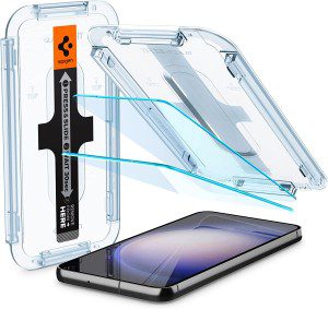 SPIGEN EZ Fit Glas.Tr Slim Screen Protector Designed for Samsung Galaxy S23 plus (2023) Auto Alignment Kit Premium Tempered Glass [2-Pack] – Clear