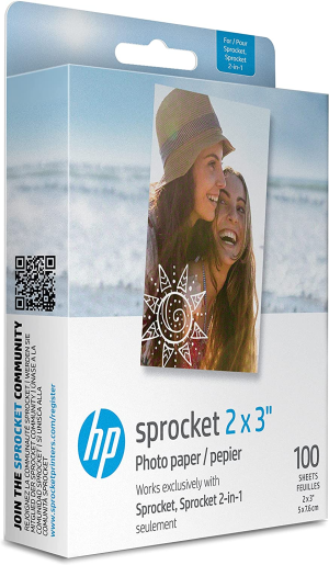 HP Sprocket 2X3″ Premium Zink Sticky Back Photo Paper (100 Sheets) Compatible with HP Sprocket Photo Printers.