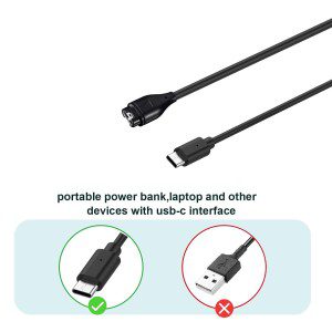 T Tersely 1M Type C/USB C Charging Cable for Garmin Vivoactive 5 4 4S 3, Fenix 7 7S 7X 6 6S Pro 5 5S 5X Plus, Forerunner 935 945 55 245 45 45S S40 S42 S60,Vivomove,Vivosport,Venu Sq/Instinct 2 2S