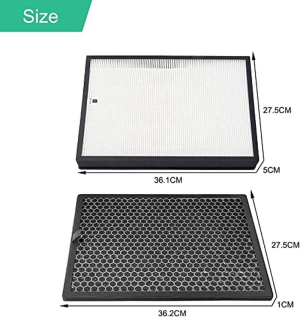 FY1413/40 Active Carbon & FY1410/40 HEPA Replacement Filter Set Compatible with Philips Air Purifier Series 1000 1000I, Replace AC1214 AC1215 AC1217 AC2729