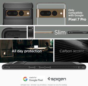 SPIGEN Rugged Armor Case Designed for Google Pixel 7 Pro (2022) Resilient Ultra Soft Cover – Black