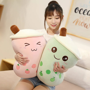 VHYHCY Cute Stuffed Boba Plush Bubble Tea Plushie Pillow Milk Tea Cup Pillow Food Plush, Soft Kawaii Hugging Plush Toys Gifts for Kids(Pink, 19.6 Inch)