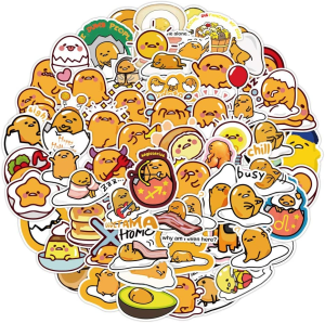 Lazy Egg Stickers,120Pcs Gudetama Graffiti Vinyl Waterproof Decals for Water Bottles Computer Bicycle Skateboard Luggage Phone Pad Laptop Kids Teens Stickers Pack