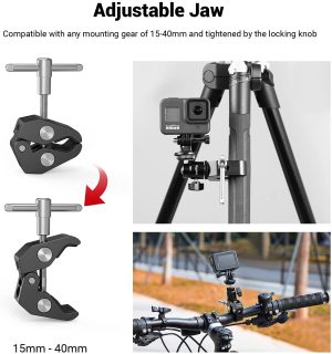 SMALLRIG Super Clamp Mount with Ball Head Mount Hot Shoe Adapter and Cool Clamp – 1124