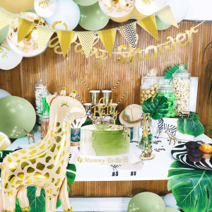 Jevenis Oh Baby Decorations Baby Shower Decorations Gender Reveal Sage Green Balloons Garland Baby Shower Banner Mommy to Be Sash Cake Decoration Giraffe Balloon Jungle Balloons