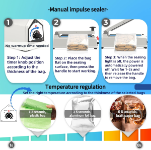 Heat Sealer for Plastic Bags,8-Inch, Commercial Bag Sealers, Shrink Wrap Machine, Mylar Bag Sealer, Heiguno