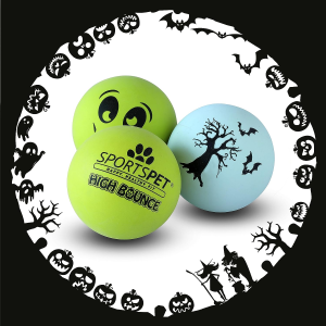 SPORTSPET High Bounce Natural Rubber Dog Balls (60Mm) (3 Pack Glow in the Dark Edition)