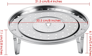 Steamer Rack 304 Stainless Steel Steaming Rack Steam Tray with Removable Legs for Steamer Cookware Instant Pressure Cooker Multi-Functional Steamer Basket (8.5In (22Cm))