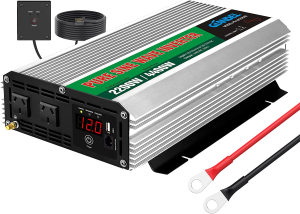 GIANDEL 1000Watt Pure Sine Wave Power Inverter DC12V to AC 240V with Dual AC Sockets and USB Port