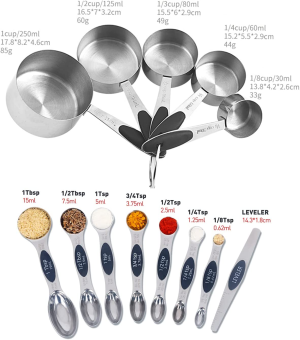 EDELIN Measuring Cups and Magnetic Measuring Spoons Set, Stainless