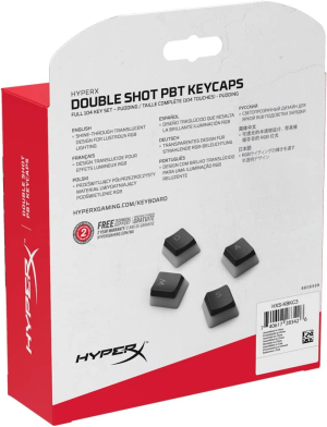 Hyperx Pudding Keycaps – Full Key Set – PBT – Black – English (US) Layout – 104 Key, Backlit, OEM Profile