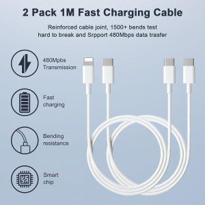 Iphone Fast Charger, 35W USB C Fast Charger with Iphone Charger Lightning Cable + USB C Charger Cable, Dual USB C Charger Wall Charger, Iphone Charger Plug for Iphone14/13/12/11/X/Ipad/Samsung/Oppo