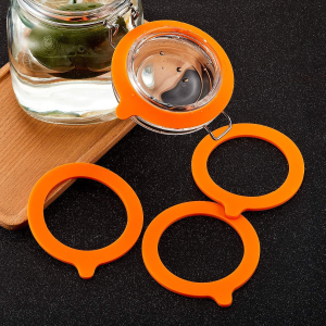 Silicone Replacement Gasket,Silicone Jar Gaskets Replacement, Airtight Rubber Seals Rings for Mason Jar Lids, Leak-Proof Canning Silicone Fitting Seals for Glass Clip Top Jars (Orange, 10Pcs)