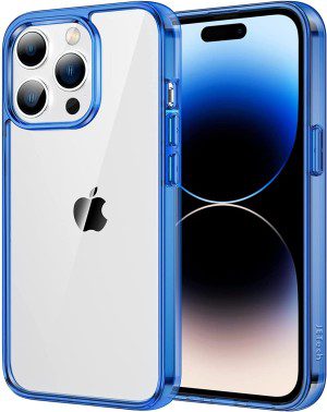 Jetech Case for Iphone 14 Pro 6.1-Inch (NOT for Iphone 14 Pro Max 6.7-Inch), Shockproof Phone Bumper Cover, Anti-Scratch Clear Back (Blue)