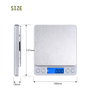 Small Digital Scale,1Kg/0.02G,Kitchen Scale,Food Scale,With Blue Backlit LCD Display, 6 Units, Auto Off, Tare, PCS Function, Stainless Steel, Battery Included,Soft Tape Included(150Cm)