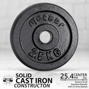 Meteor Essential Cast Iron Weight Plate 25.4Mm Hole, Standard Plate Weightlifting Plate for Dumbbells, Barbell, Weight Lifting, Bench Press