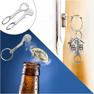 4 Pcs Portable Aluminum Alloy Key Ring, Shopping Trolley Tokens Key Ring, Metal Bottle Opener Keyring, Universal Release Key Chips for Convenient Shopping Cart