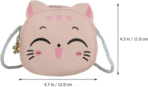 KESYOO Cat PU Leather Handbag Women Girl Cartoon Crossbody Bag Canvas Purse Creative Handbag for Outdoor School Travel Office Pink