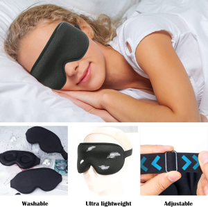 Qukeein Cotton Sleep Eye Mask – Light Blocking Mask, Includes Travel Pouch, Soft, Comfortable, Blindfold, 100% Handmade, for Travel/Sleeping/Shift Work ,1 ,1.0 Count