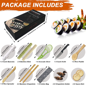 Sushi Making Kit, Sushi Bazooka Maker with Sushi Rolling Mats,Sauce Dish