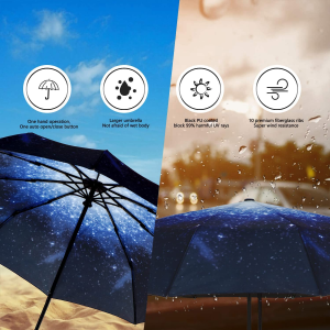 Sheyuinch Travel Umbrella Windproof- Automatic Open Close Folding Umbrella, Compact and Lightweight Rain Umbrellas with 10 Strong Ribs