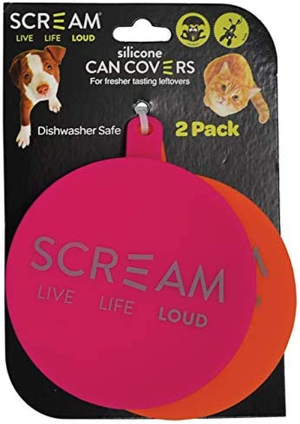 Scream 49-SDC04139 Silicone Pet Food Can Cover 2Pk, Loud Pink & Orange, 10.8Cm