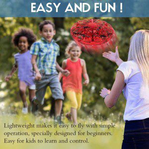 Zeroplusone® Hand Operated Drones for Kids or Adults – Air Magic Scoot Hands Free Mini Drone Helicopter, Easy Indoor UFO Flying Ball Drone Toys for Boys or Girls (RED)