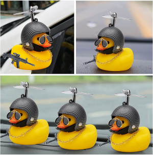 Wonuu Rubber Duck Car Ornaments, Squeeze Duck Dashboard Decorations Kids Bicycle Decor for Cycling Motorcycle & Bicycle Accessories Decorations (Black and White Grid)