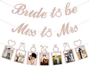 Yessmi,Bride to Be Banner and Photo Banner,Glitter Miss to Mrs Banner Rose Gold Bridal Shower,Rose Gold Bachelorette Party Banner,Bachelorette Banner,Rose Gold Glitter Bride to Be Banner,Miss to Mrs Banner