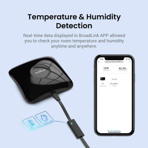 Broadlink RM4 Pro Smart Remote and Sensor Cable Set RM4 Pro S, Universal IR RF Remote Control Hub with Temperature Humidity Monitor USB Cable, Compatible with Alexa, Google Home, IFTTT