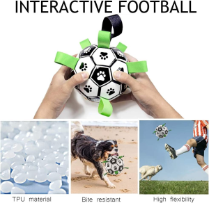 Dog Ball Dog Soccer Ball with Grab Tabs Interactive Dog Toys Herding Ball for Dogs Rubber Ball Dog Balls for Small & Medium Dogs Jolly Balls for Dogs