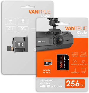 Vantrue 256GB Microsdxc UHS-I U3 4K UHD Video High Speed Transfer Monitoring SD Card with Adapter for Dash Cams, Body Cams, Action Camera, Smartphone, Tablet, Surveillance & Security Cams