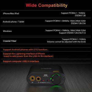 YMOO DS400+ Hifi Headphone Amplifier USB DAC Decoding Format for 768K/32Bit DSD512 Audio, Compatible with 3.5Mm/4.4 Mm Bal/Optical/Coaxial Output for Windows 7/10/Android/Ios