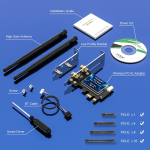 Wifi 6E Card Pcie Bluetooth for Desktop PC, Tri-Band 6Ghz/ 5Ghz/ 2.4Ghz Wireless Internal PCI Express Network Adapter with AX210 Chip | BT 5.2 | MU-MIMO | OFDMA, Support Windows 11/10, 64-Bit