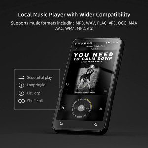 MP3 Player with Bluetooth and Wifi, 4″ Full Touch Screen MP4 MP3 Player with Spotify, Android Streaming Music Player with Pandora, Portable Hifi Walkman Digital Audio Player with Speaker (Black)