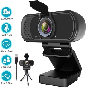 Webcam HD Jfmshop 1080P Web Camera, USB PC Computer Webcam with Microphone, Laptop Desktop Full HD Camera Video Webcam 110 Degree Widescreen, Pro Streaming Webcam for Recording, Calling, Conferencing, Gaming (D10)