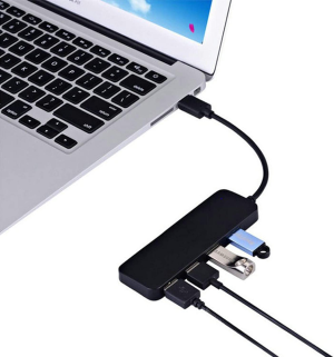 T Tersely 4 Port USB 3.0+2.0 Data Hub with 30CM/1FT Extended Cable, Ultra Slim High Speed USB Port, Compact Expansion Smart Splitter for Macbook,Mac Pro/Mini,Surface,Xps,Notebook Pc,Mobile Hdd,More