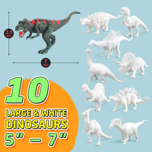 BAODLON Kids Arts Crafts Set Dinosaur Toy Painting Kit – 10 Dinosaur Figurines, Decorate Your Dinosaur, Create a Dino World Painting Toys Gifts for 5, 6, 7, 8 Year Old Boys Kids Girls Toddlers